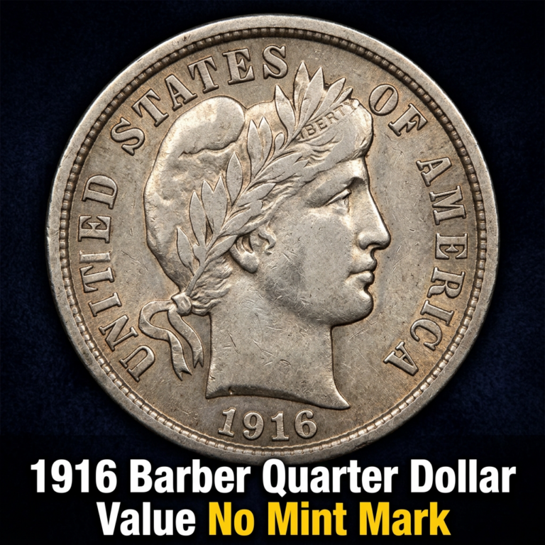 1916 Barber Quarter Dollar Value and Price Guide for Coins with No Mint Mark