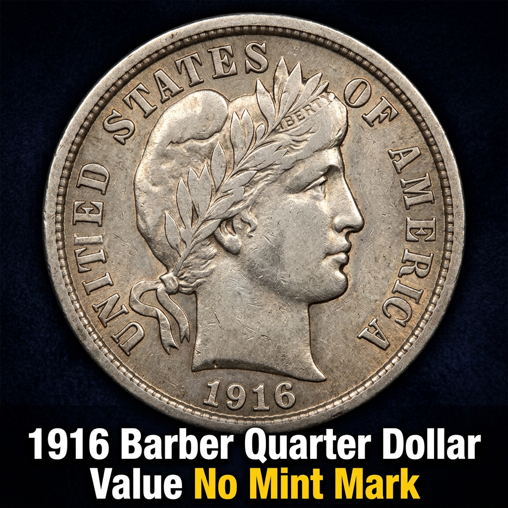 1916 Barber Quarter Dollar Value and Price Guide for Coins with No Mint Mark