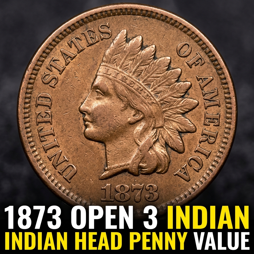 How Much is an 1873 Open 3 Indian Head Penny Worth Today